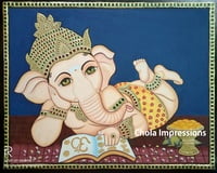 Chola Impressions Ganesh Tanjore Painting 13"x11" Chola Impressions Ganesh Tanjore Painting 13"x11"